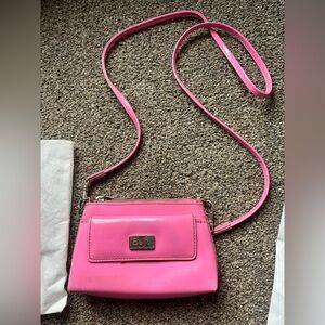 Beijo Hot Pink Patent Crossbody Bag with Front Logo